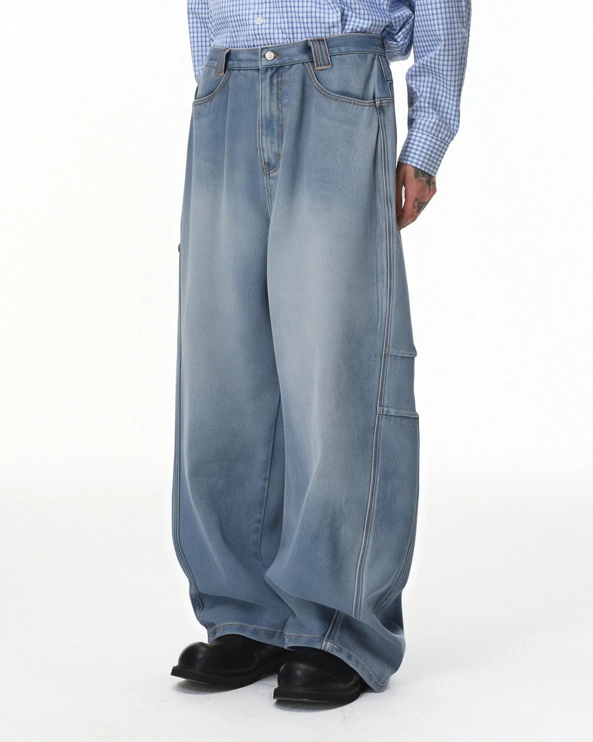 Distressed Wide Leg Cargo Jeans | LCDEGO Streetwear