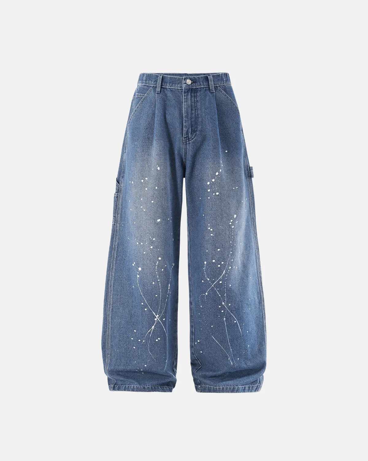Splash Ink Print Straight Leg Denim Jeans | LCDEGO Streetwear