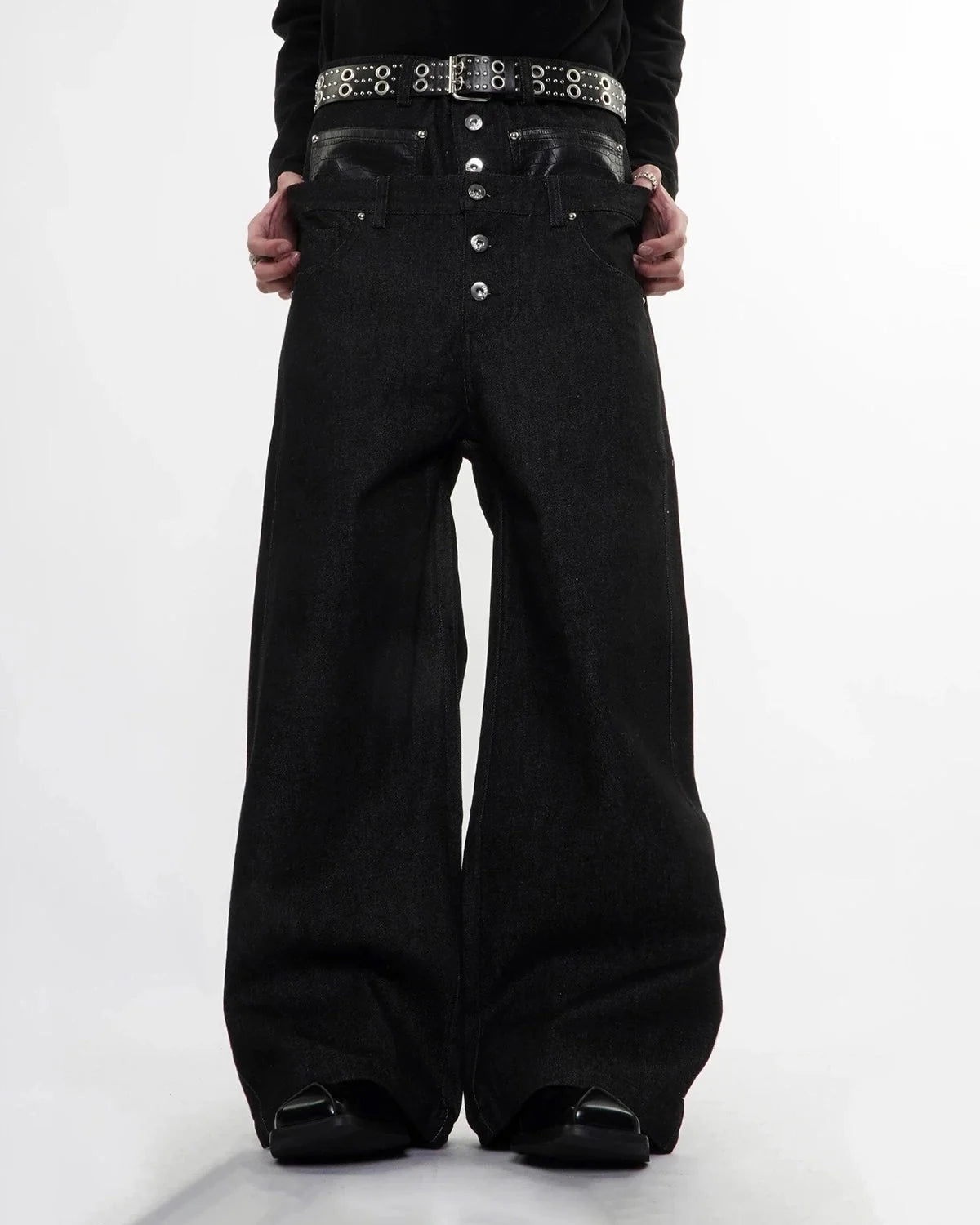 Double Wasit Raw Super Baggy Jeans | LCDEGO Streetwear
