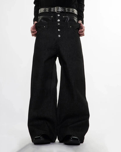 Double Wasit Raw Super Baggy Jeans | LCDEGO Streetwear