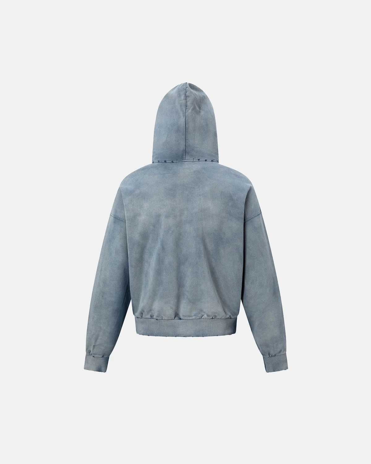 Blue Distressed Acid Wash Zip Up Hoodies | LCDEGO Streetwear