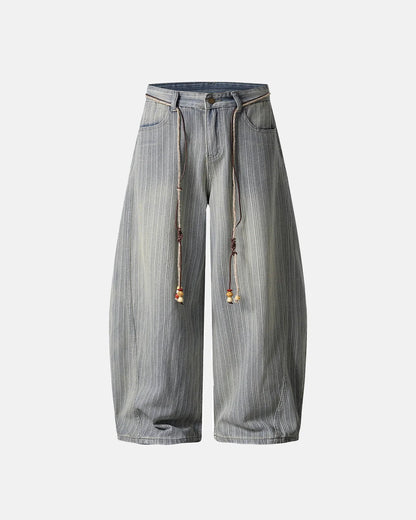 Acid Washed Stripe Baggy Jeans | LCDEGO Streetwear