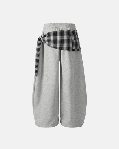Plaid Layered Baggy Sweatpants | LCDEGO Streetwear