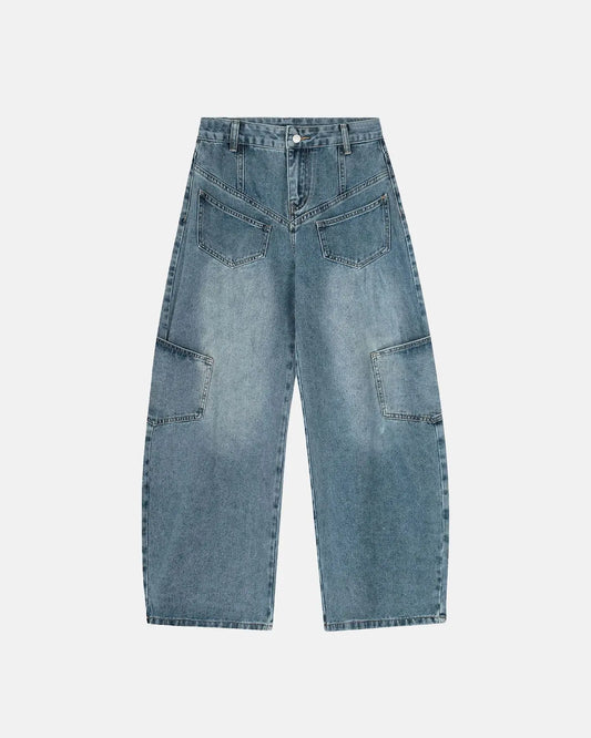 Multi Pockets Baggy Barrel Jeans | LCDEGO Streetwear