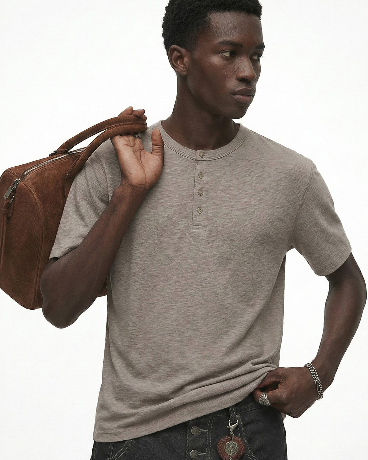 Blank Henley Neck Casual T-Shirt | LCDEGO Streetwear