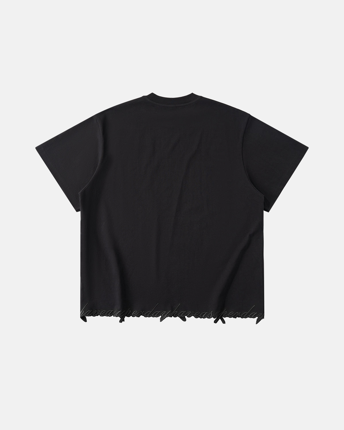 Embroidered Frayed Hem Oversized T-Shirt | LCDEGO Streetwear