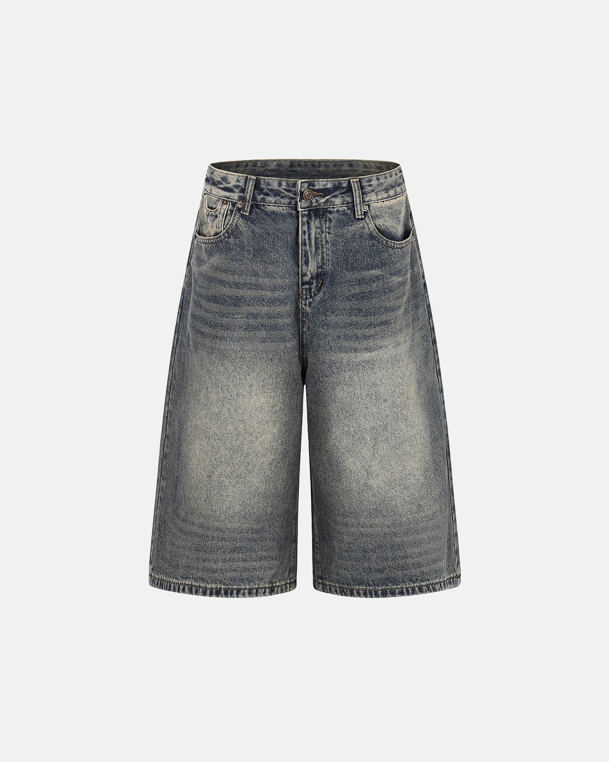 Cinch Back Buckle Acid Washed Jorts | LCDEGO Streetwear