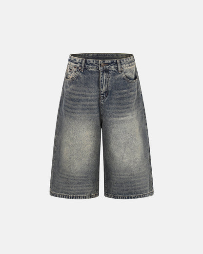 Cinch Back Buckle Acid Washed Jorts | LCDEGO Streetwear