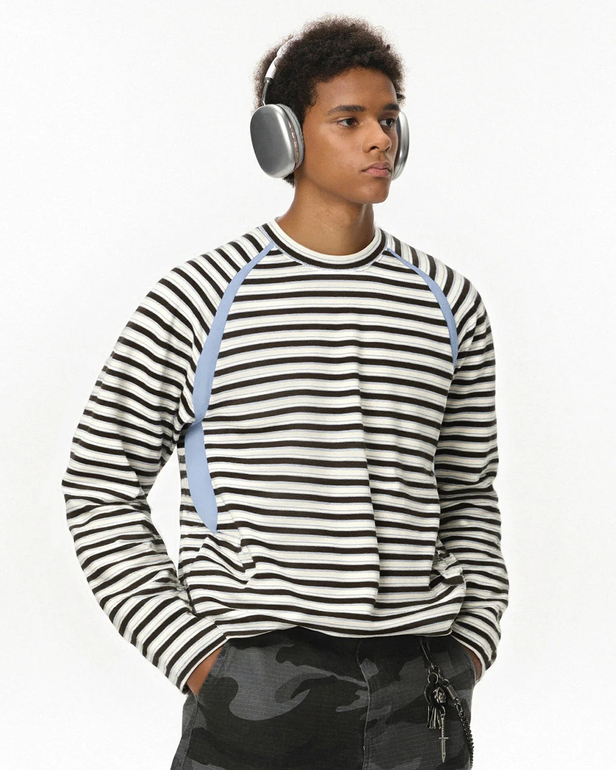 Patchwork Striped Long Sleeve Tees | LCDEGO Streetwear