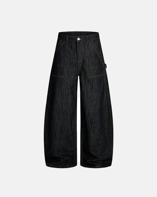 Dark Indigo Baggy Barrel Jeans | LCDEGO Streetwear