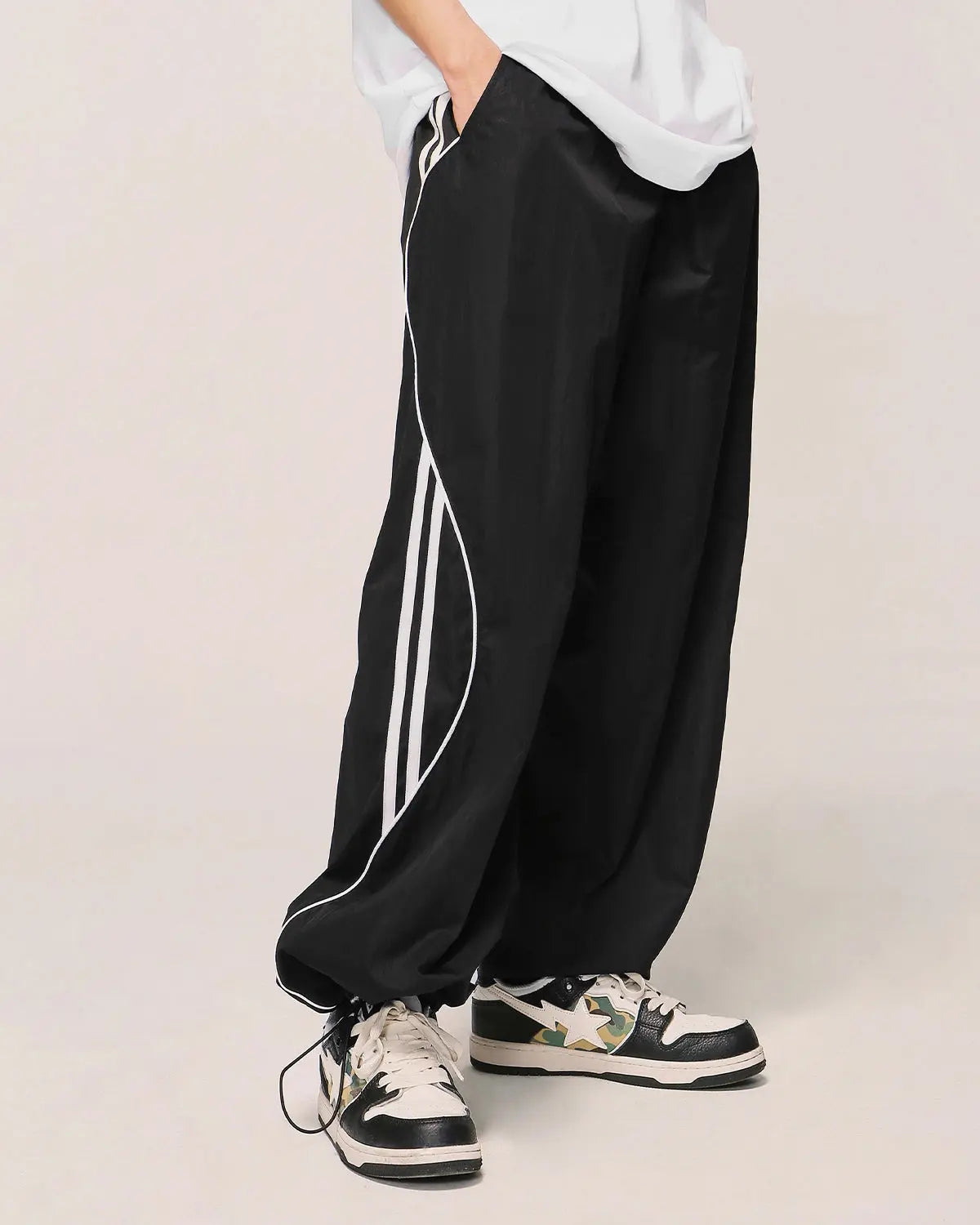 Side Striped Wide Leg Track Pant | LCDEGO Streetwear