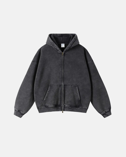 black zip up hoodie