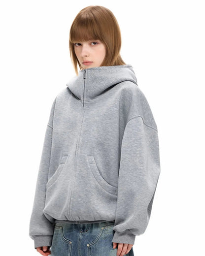 Heavyweight Boxy Zip Up Hoodies | LCDEGO Streetwear