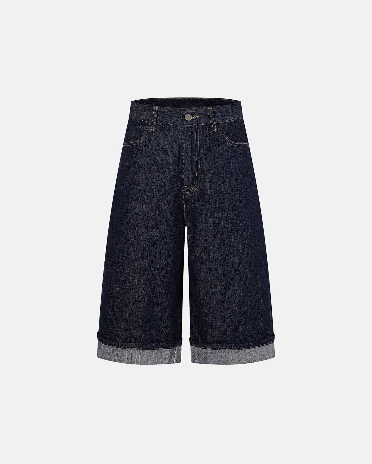 adjustable waist denim jorts back detail
