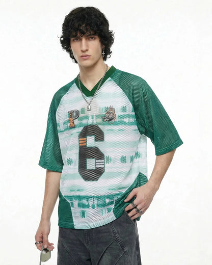 Colorblock Graphic Mesh Jersey | LCDEGO Streetwear