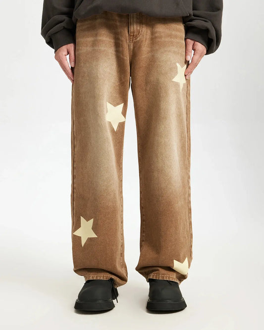 Star Acid Washed Jeans | LCDEGO Streetwear