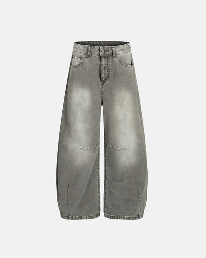 Grey Distressed Baggy Denim Pants | LCDEGO Streetwear