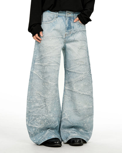Rhinestone Lightning Baggy Barrel Jeans | LCDEGO Streetwear