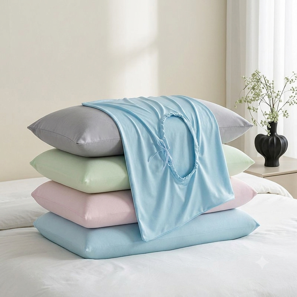 Instant Cooling Ice Silk Summer Pillowcase | Modern Minimalist Breathable Pillow Protector | Premium Vegan Silk Alternative (4 Colors)