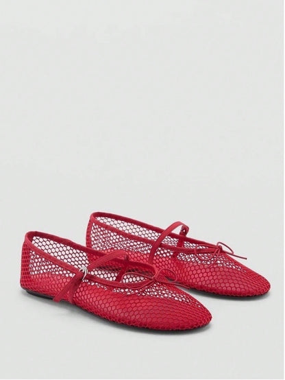 Bowknot Mesh Hollow Low Vamp Flat Shoes|LCDEGO