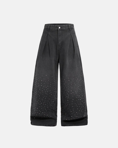 Acid Washed Rhinestone  Baggy Jeans | LCDEGO Streetwear