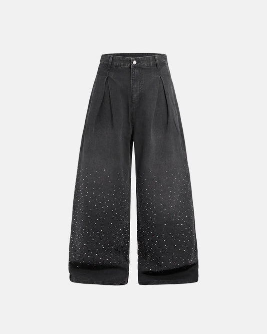 Acid Washed Rhinestone  Baggy Jeans | LCDEGO Streetwear