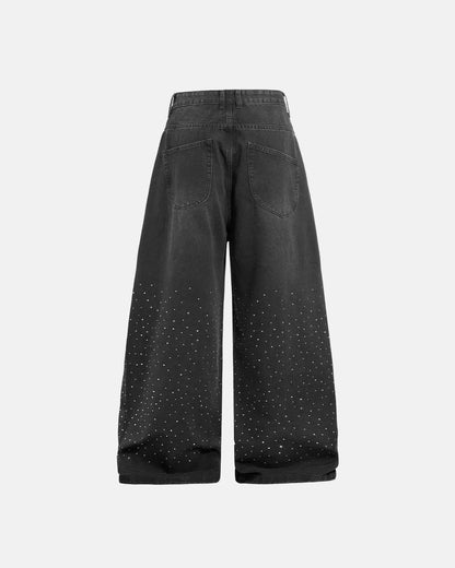 Acid Washed Rhinestone  Baggy Jeans | LCDEGO Streetwear
