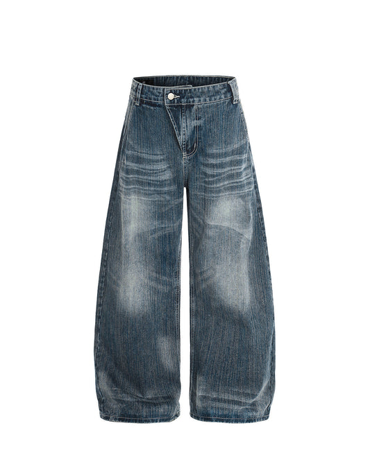 Bamboo Textured Barrel Jeans | LCDEGO Streetwear