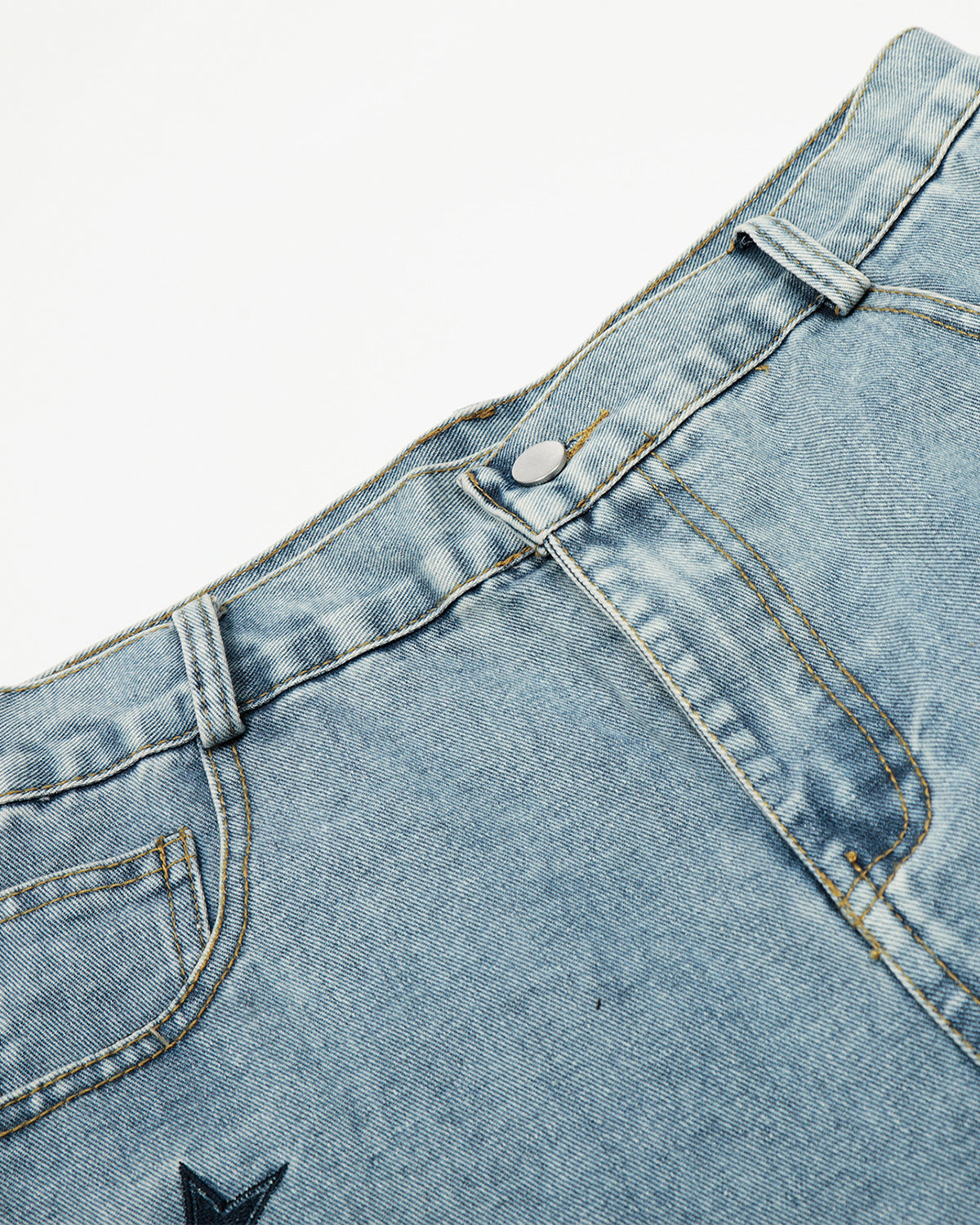 Star Embroidered Pocket Barrel Jeans | LCDEGO Streetwear