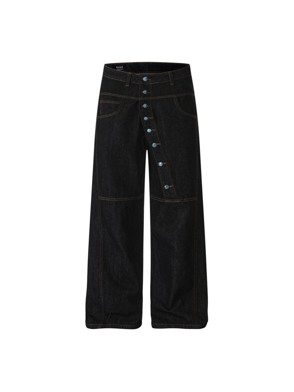Buttons Up Raw Baggy Jeans | LCDEGO Streetwear