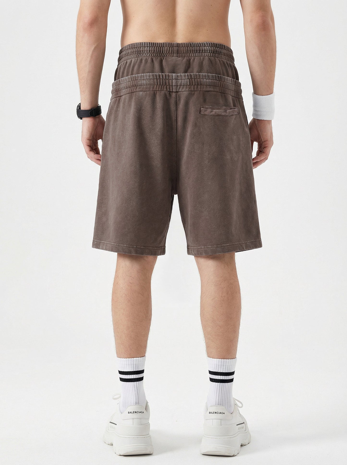 Double Waist Acid Wash Sweat Shorts | LCDEGO Streetwear