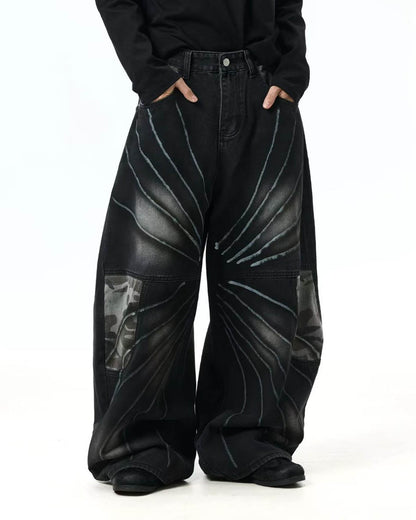 Spray Graphic Camo Barrel Jeans | LCDEGO Streetwear