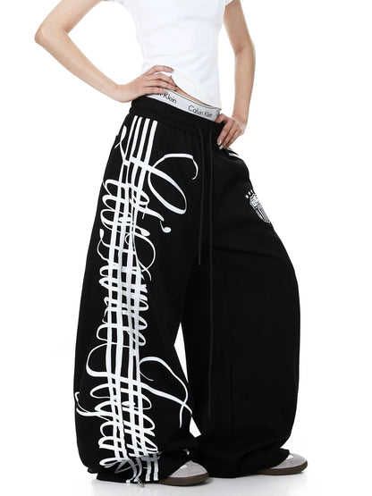 Script Stripe Baggy Sweatpants| LCDEGO Streetwear