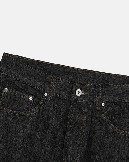Raw Straight-leg Denim Pants | LCDEGO Streetwear