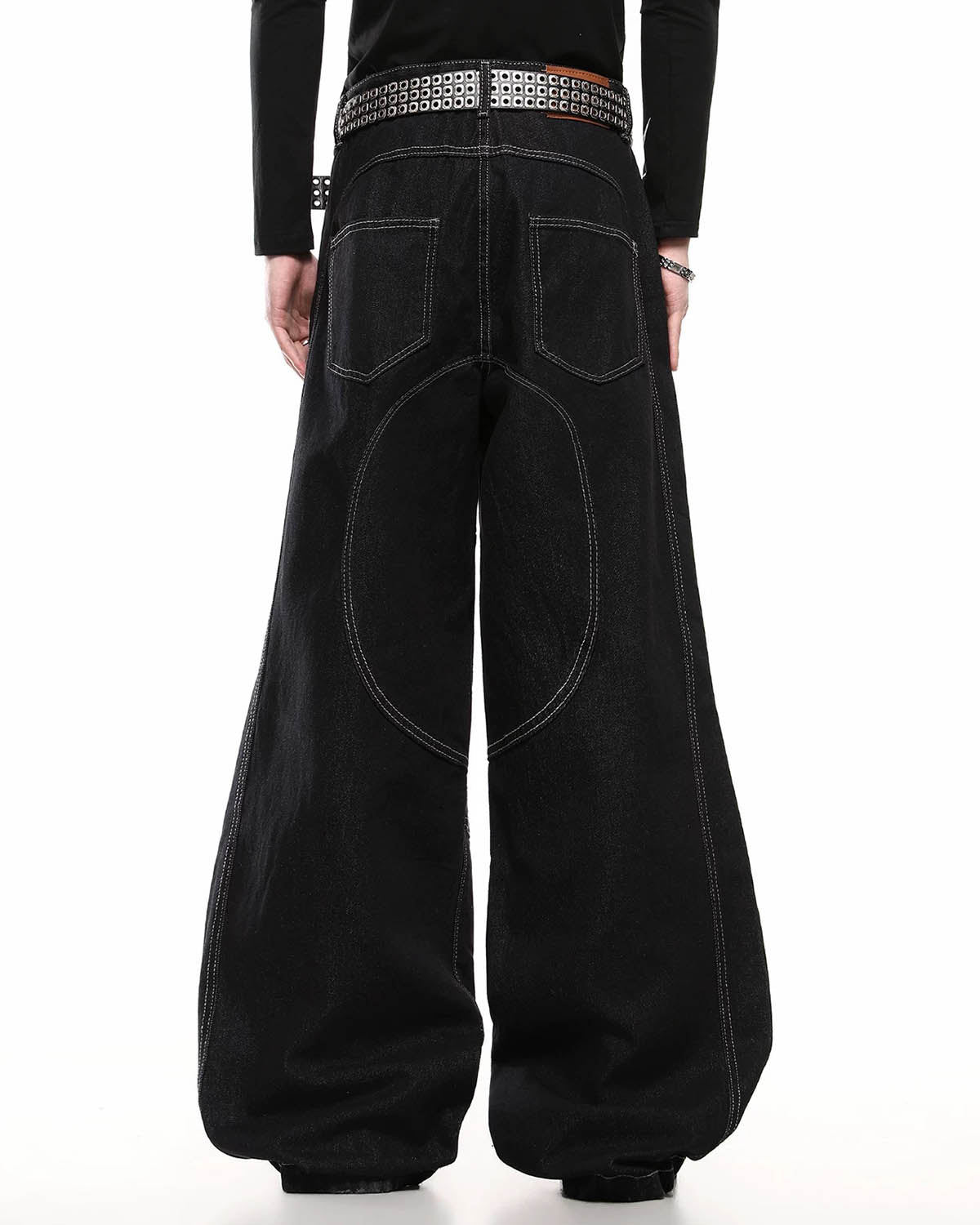 Contrast Stitch Barrel Jeans | LCDEGO Streetwear