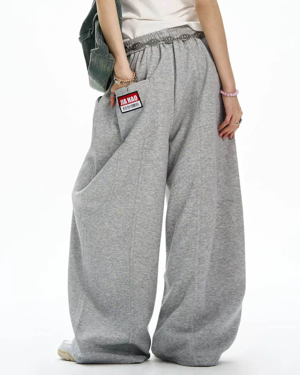Grey Baggy Wide Leg Sweatpants | LCDEGO Streetwear