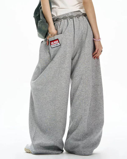 Grey Baggy Wide Leg Sweatpants | LCDEGO Streetwear