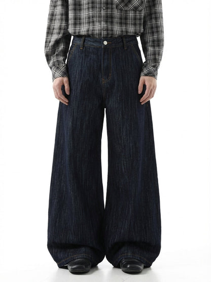 Dark Indigo Wide Bootcut Jeans | LCDEGO Streetwear