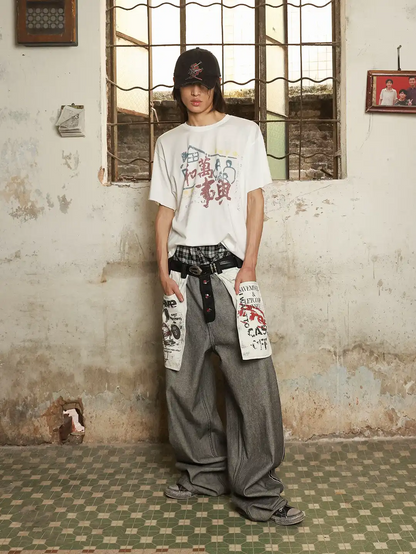 Distressed Reverse Design Baggy Jeans | LCDEGO Streetwear