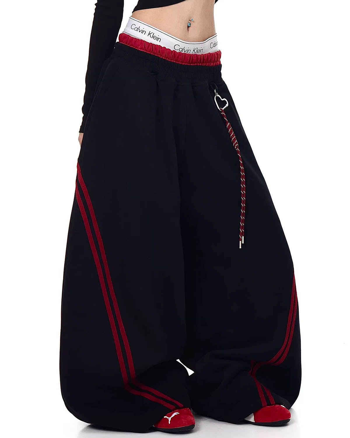 Grey Striped Baggy Sweatpants | LCDEGO Streetwear