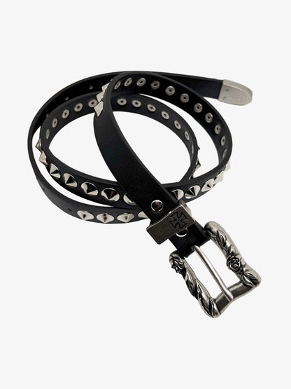 Gothic Cross Studded PU Leather Belt with Alloy Buckle