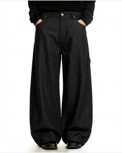 Cross Rhinestone Embroidered Baggy Jeans | LCDEGO Streetwear