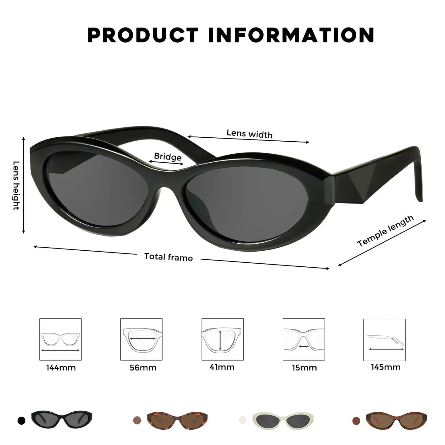 Retro Y2K Oval Cat Eye Sunglasses for Women