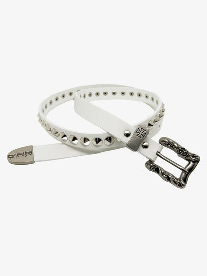 Gothic Cross Studded PU Leather Belt with Alloy Buckle