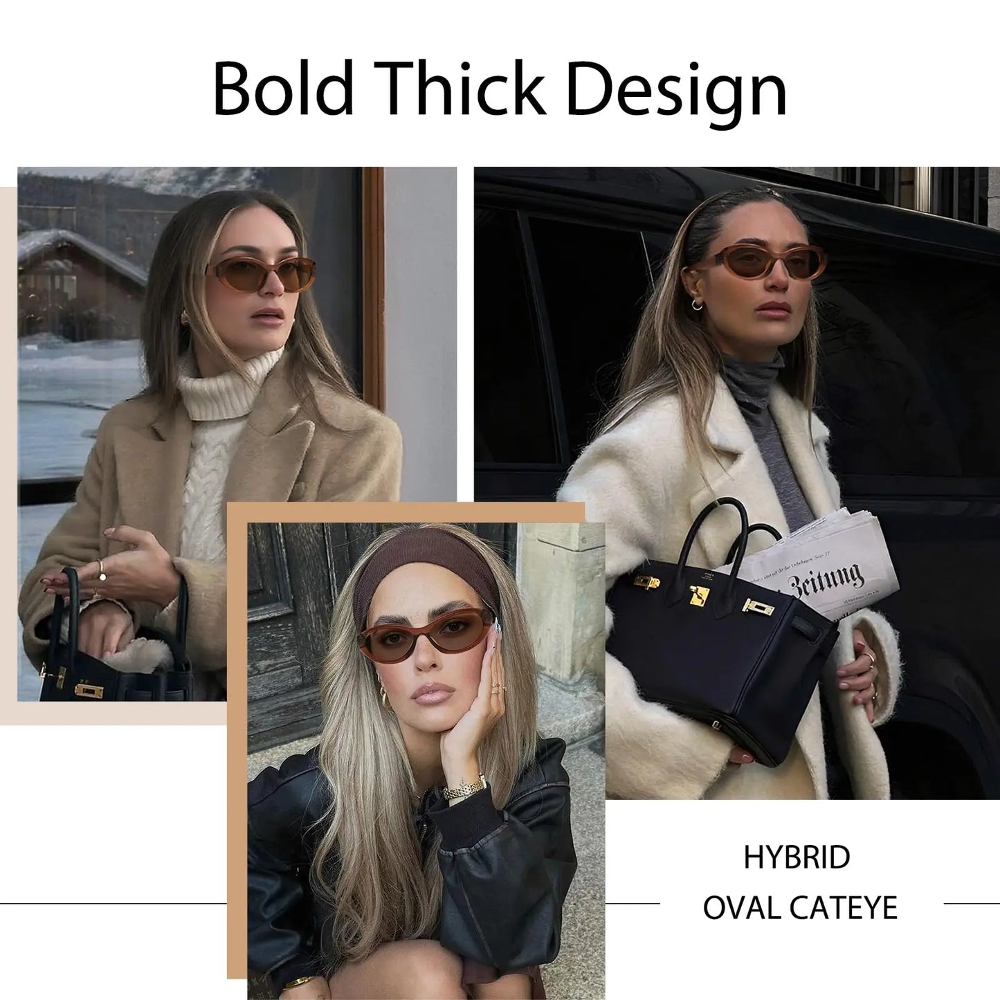 Retro Y2K Oval Cat Eye Sunglasses for Women