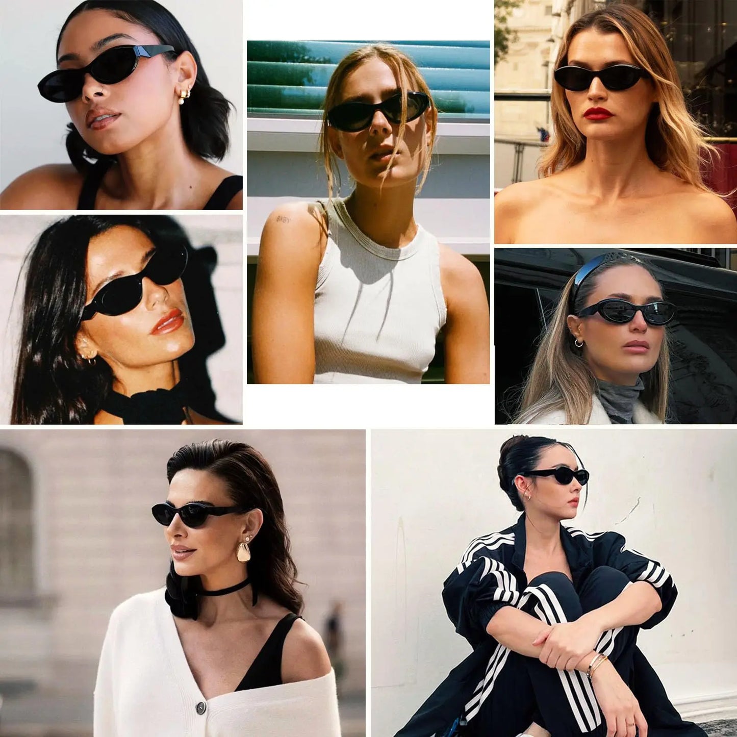 Retro Y2K Oval Cat Eye Sunglasses for Women