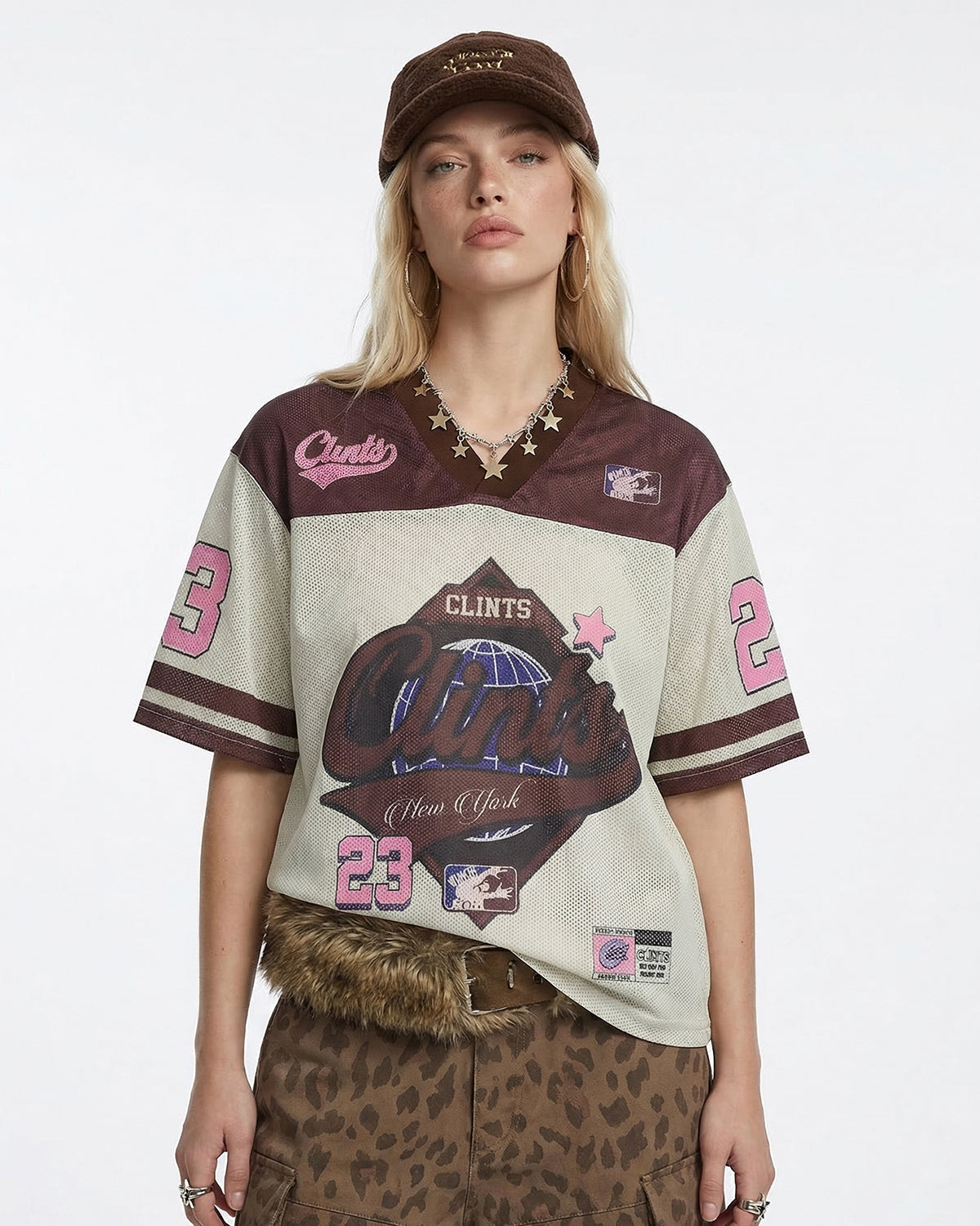 vintage graphic mesh jersey with retro sports design